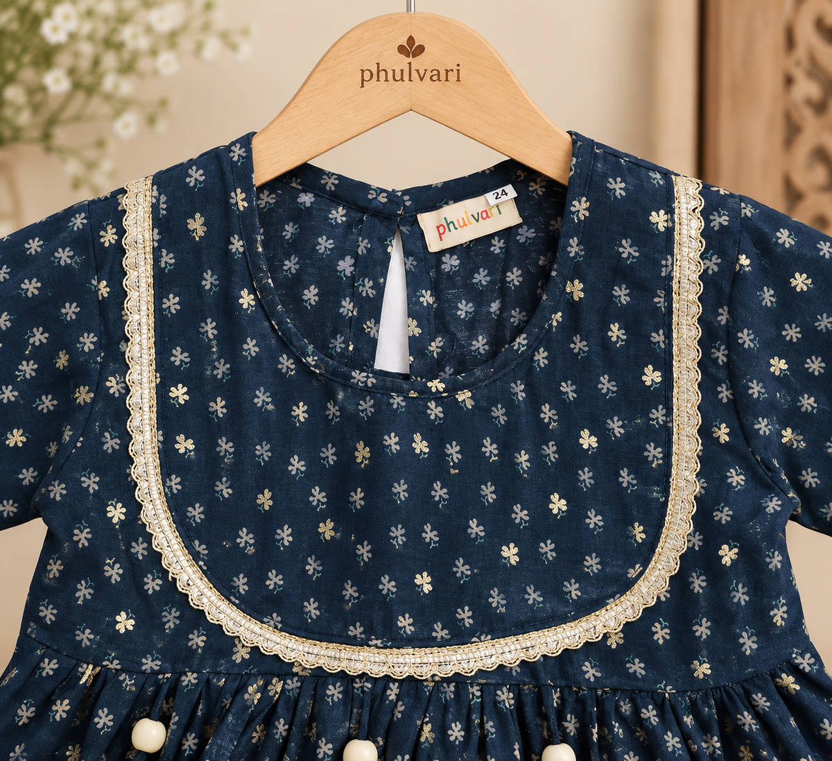 Girls Ethnic Printed 100% Cotton Kurta with Dhoti