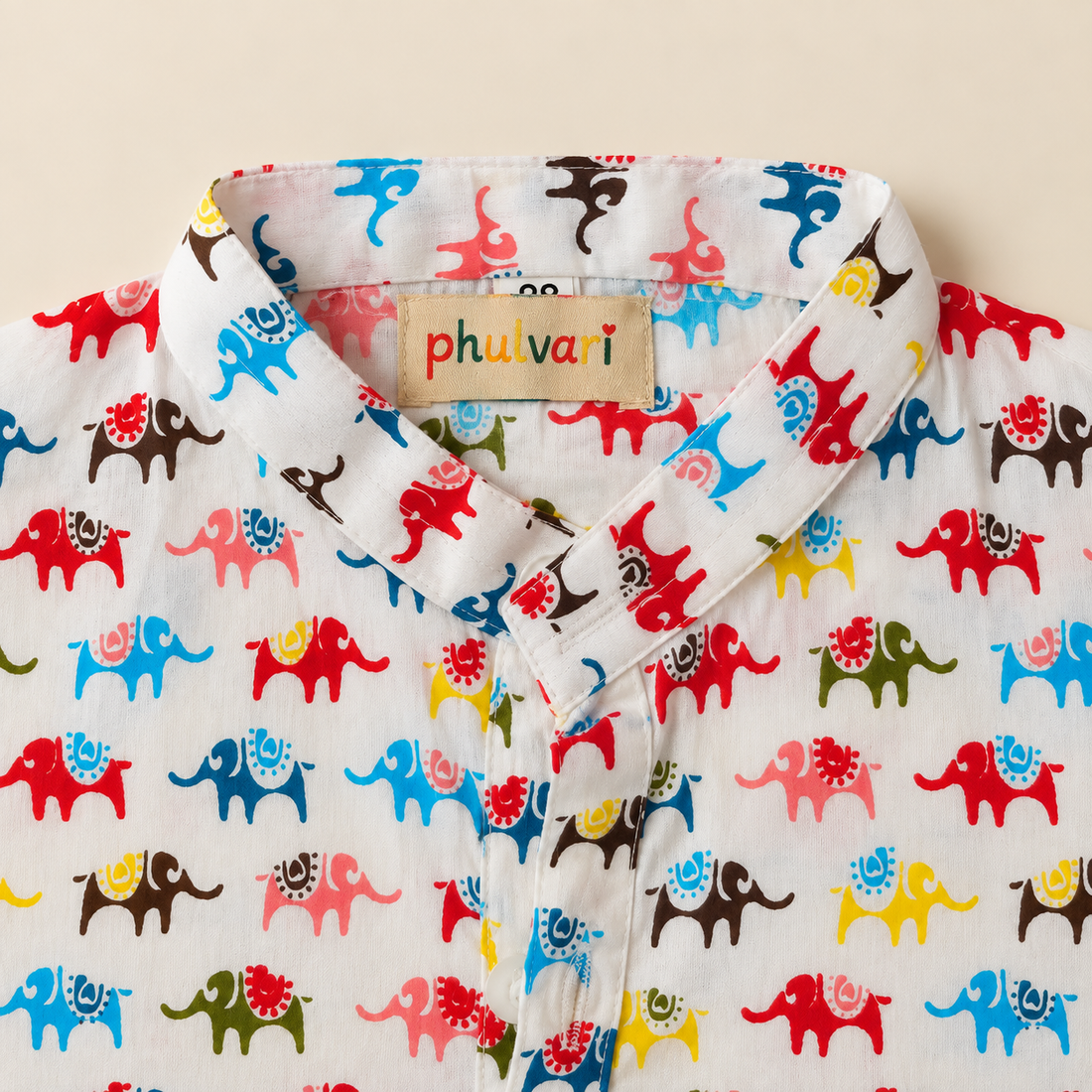 Boys Elephant Printed 100% Cotton Kurta with Pyjamas