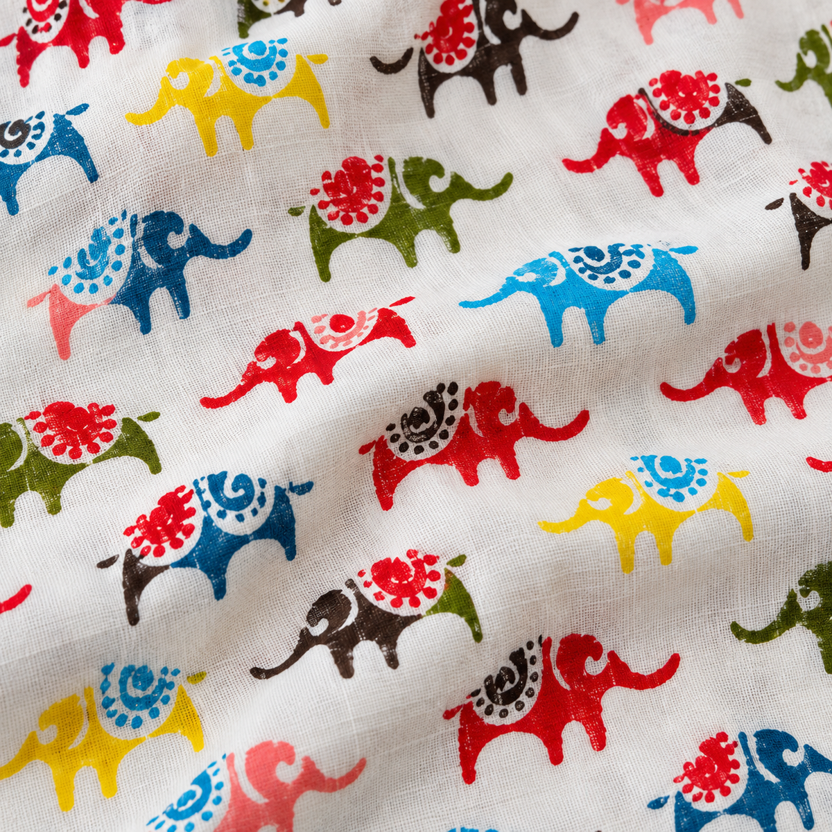 Boys Elephant Printed 100% Cotton Kurta with Pyjamas
