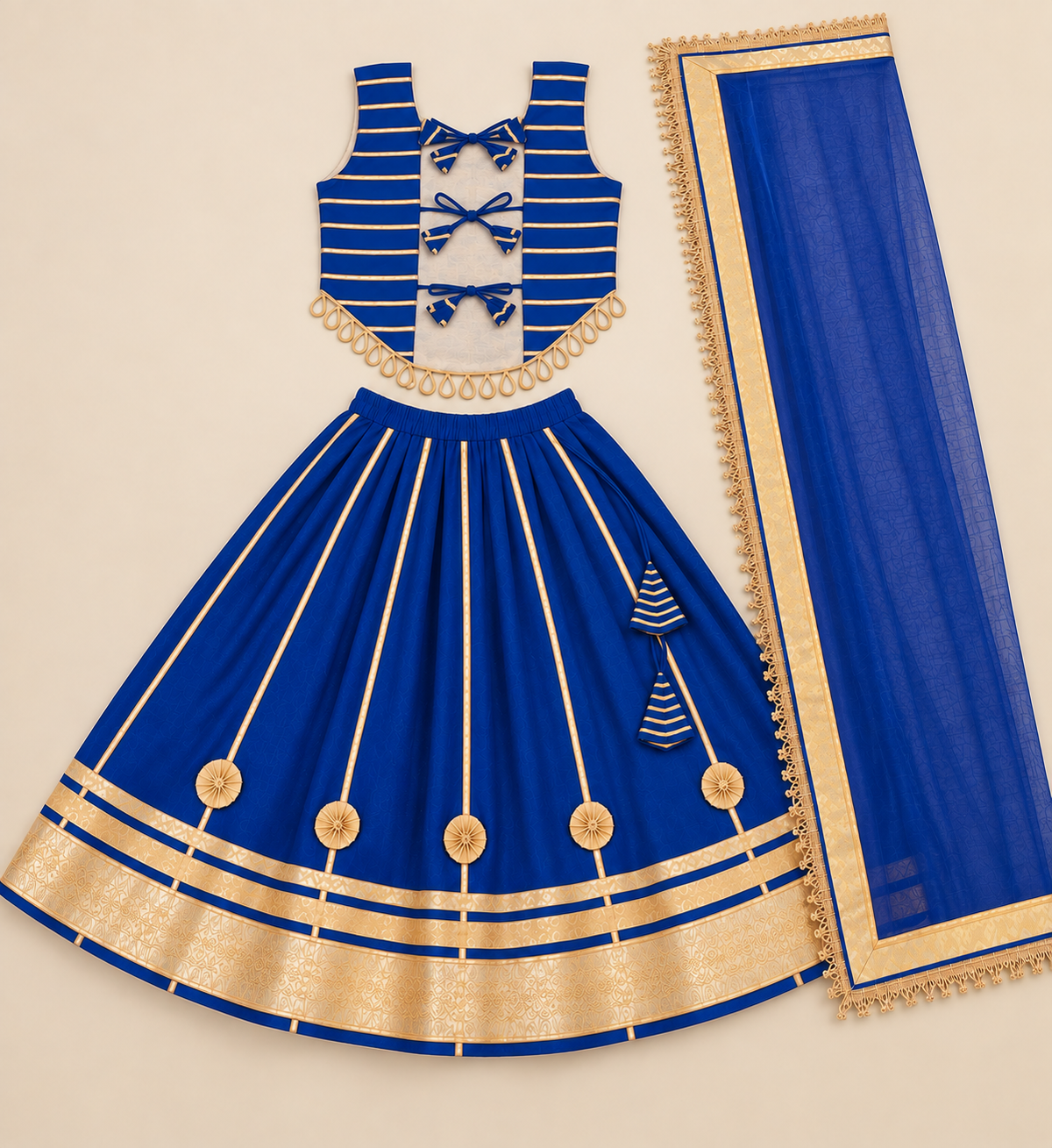Girls Royal Blue Gota Patti Navratri Lehenga Choli with Dupatta