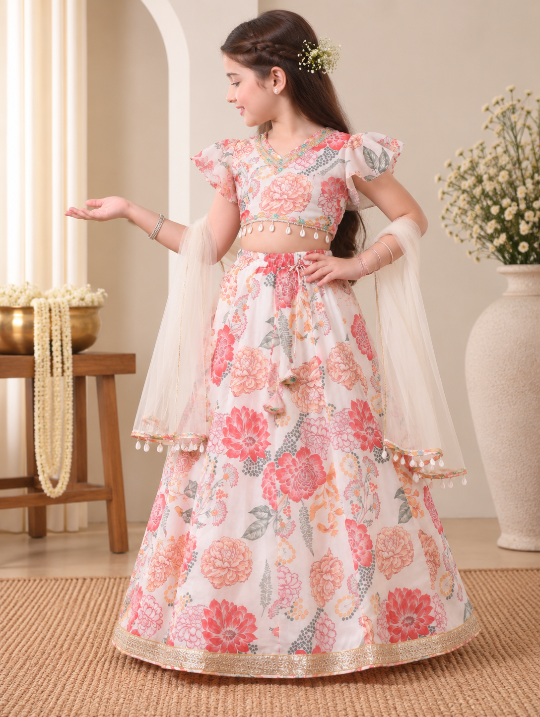 Coral Blossom Lehenga Set