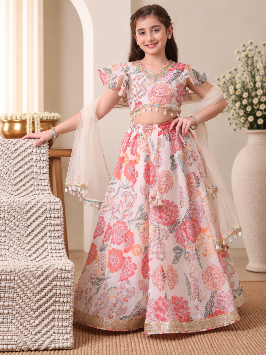 Coral Blossom Lehenga Set