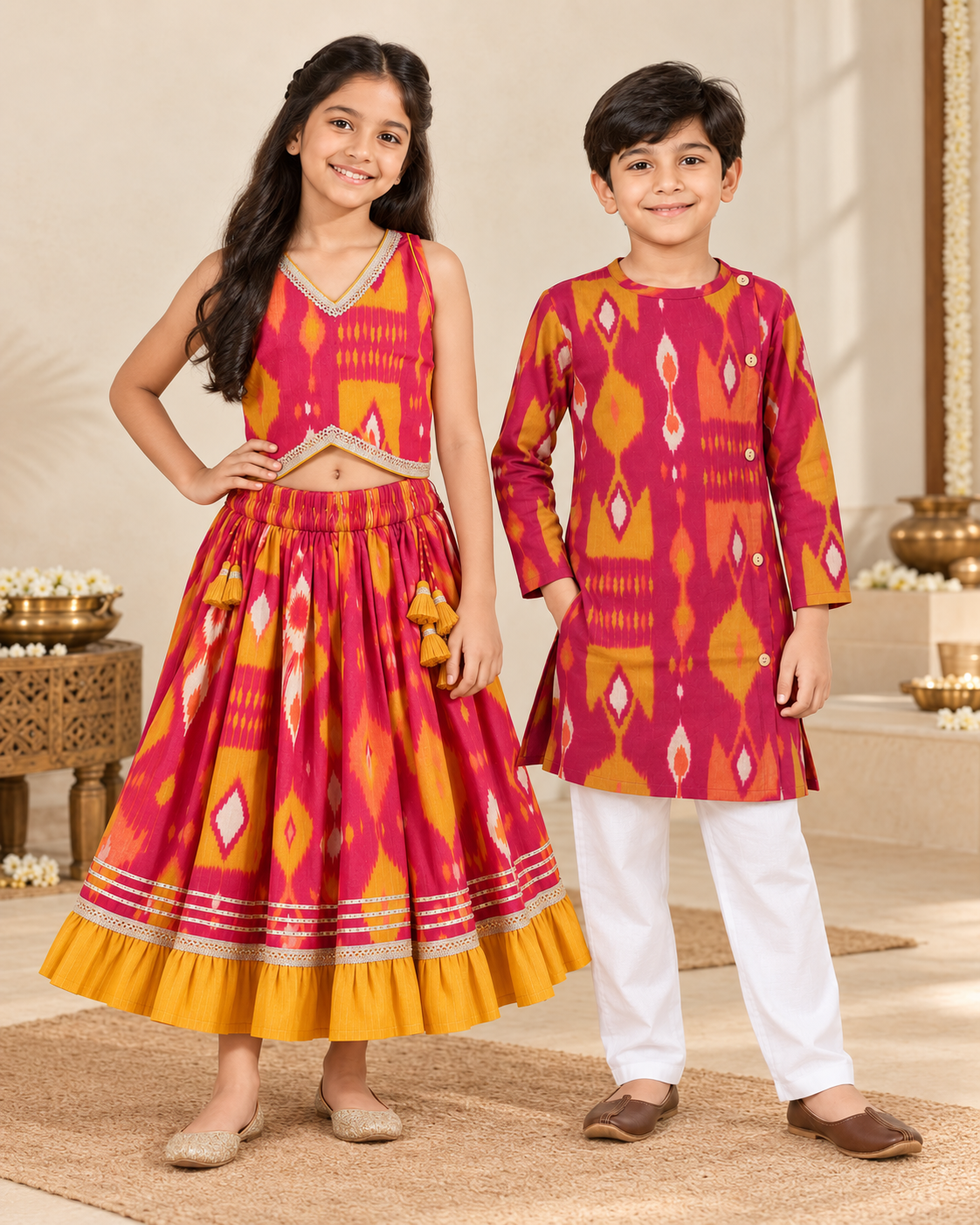 Utsav Ikat Sibling Set