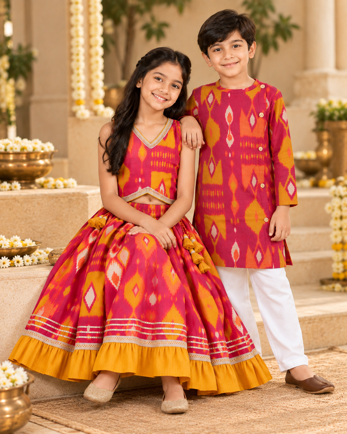 Utsav Ikat Sibling Set