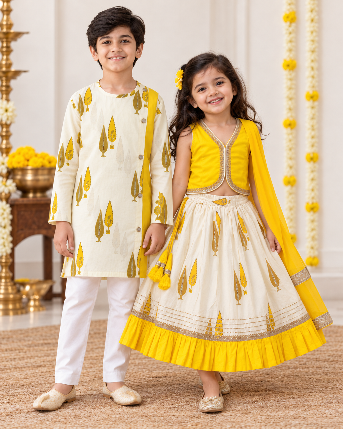 Sunlit Petals Sibling Lehenga & Kurta Set