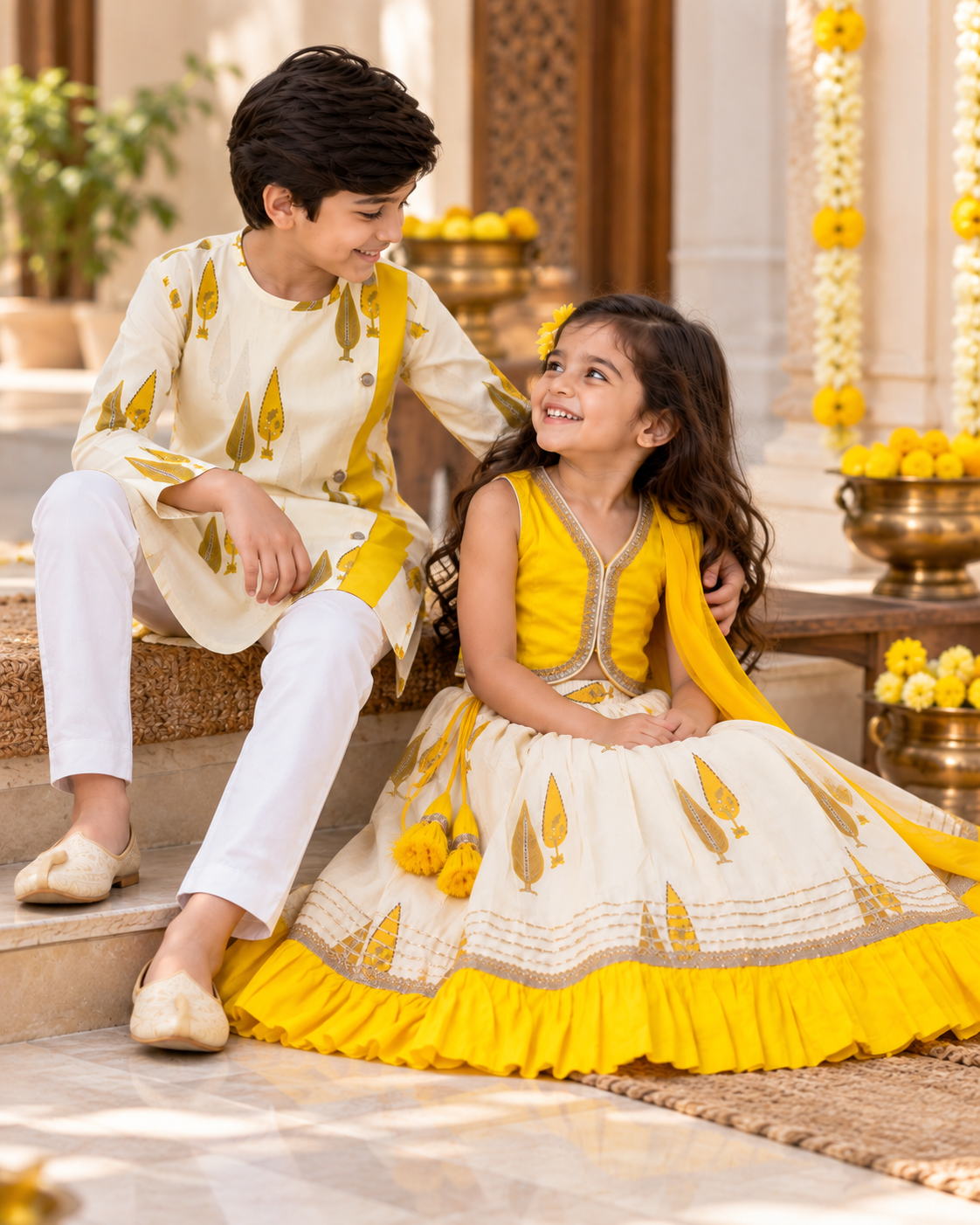 Sunlit Petals Sibling Lehenga & Kurta Set