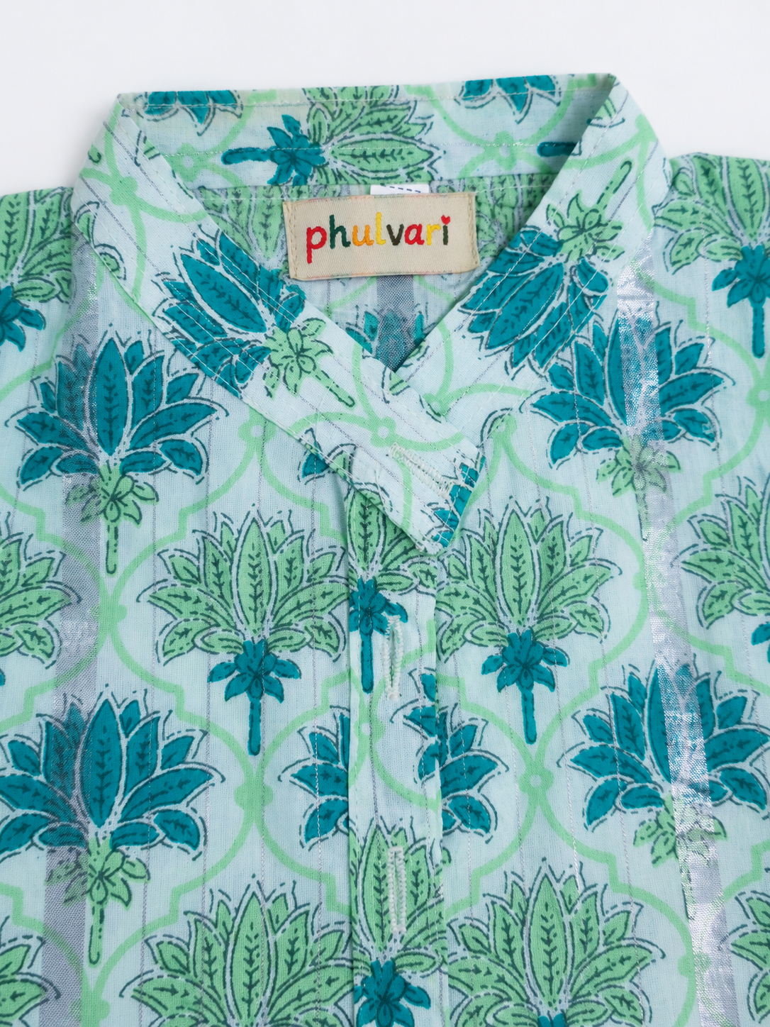Boys Floral Printed 100% Cotton Kurta with Trousers