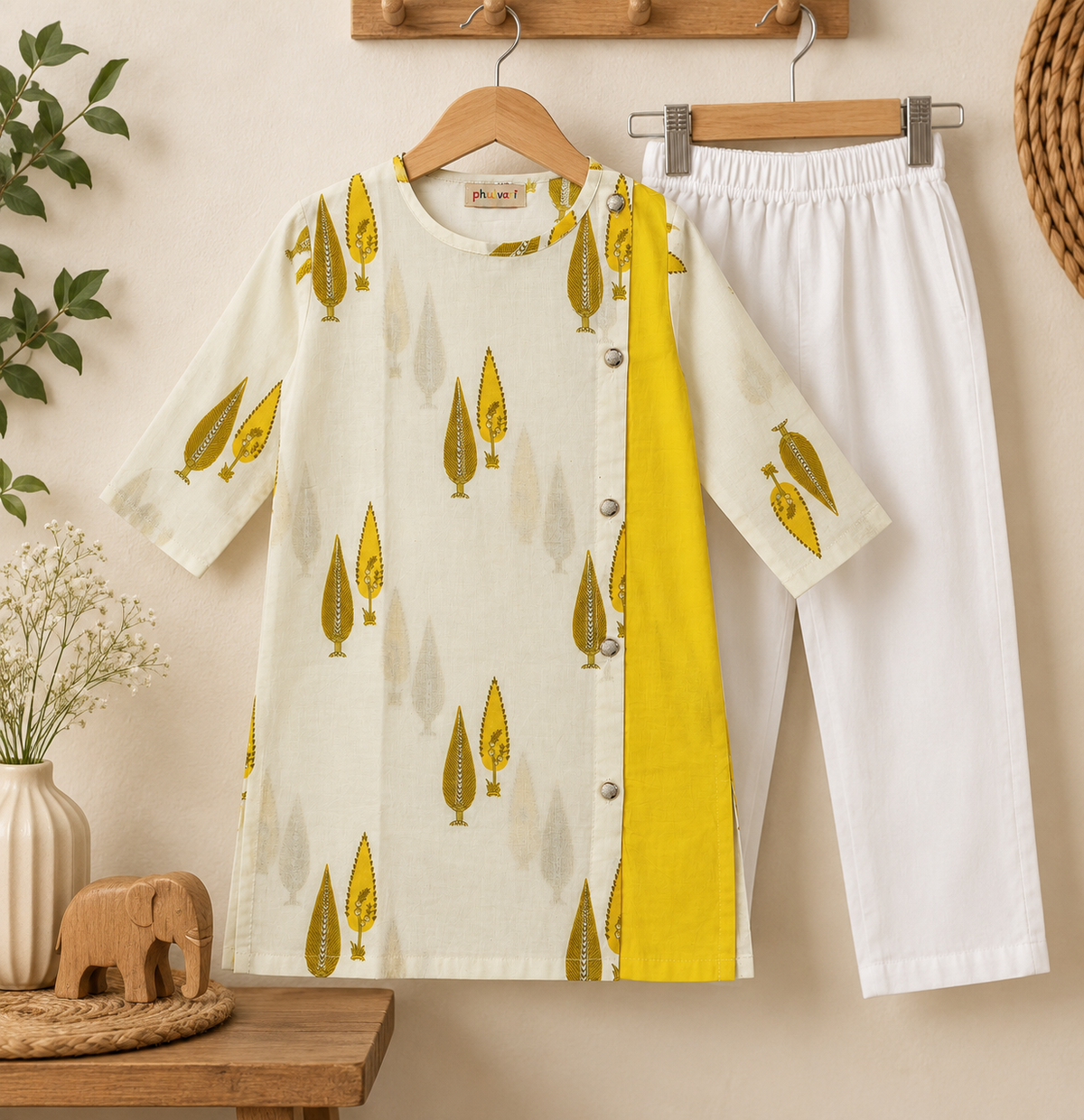 Boys Ethnic Motifs Printed Pure Cotton Kurta with Trousers