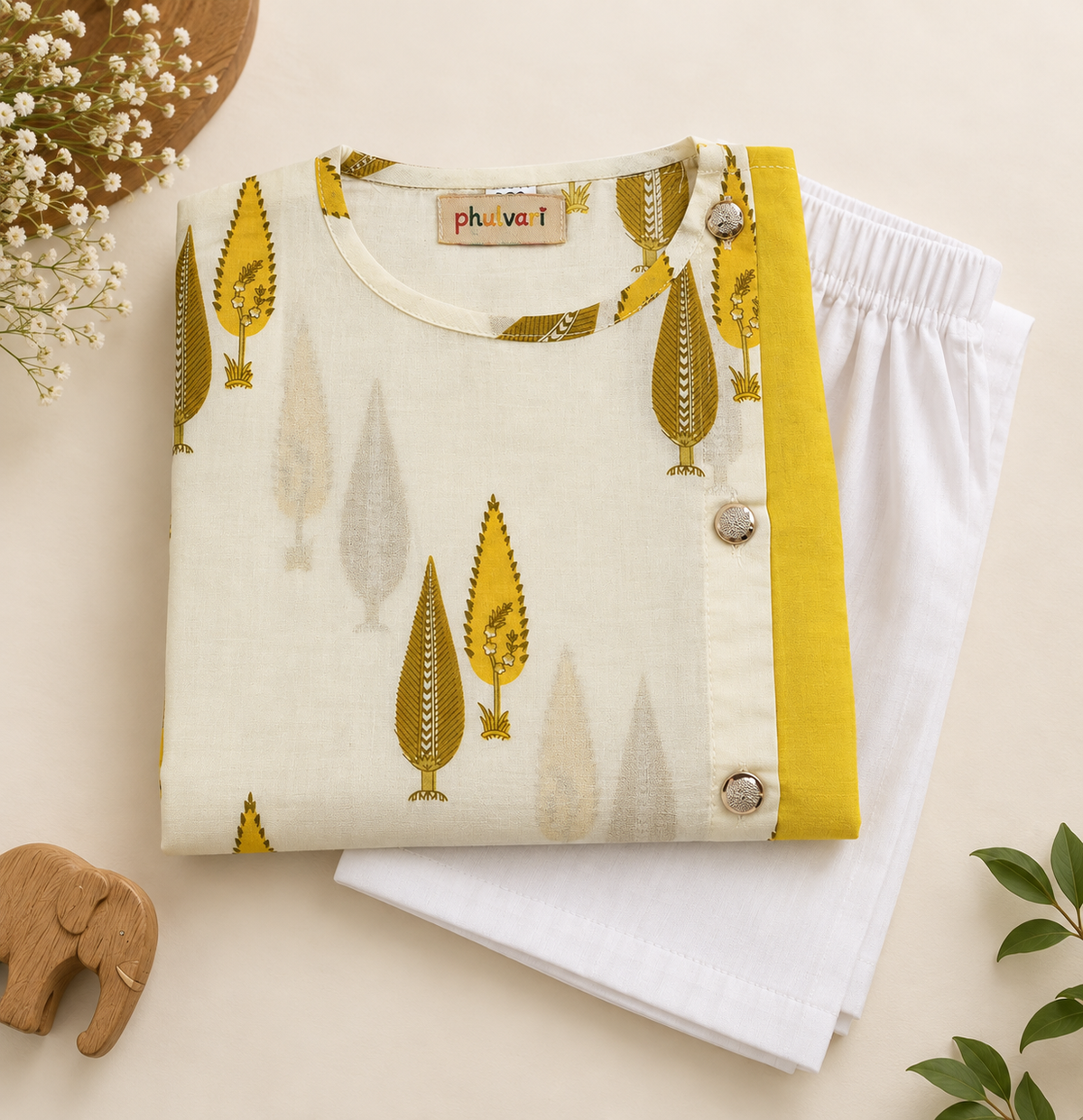 Boys Ethnic Motifs Printed Pure Cotton Kurta with Trousers
