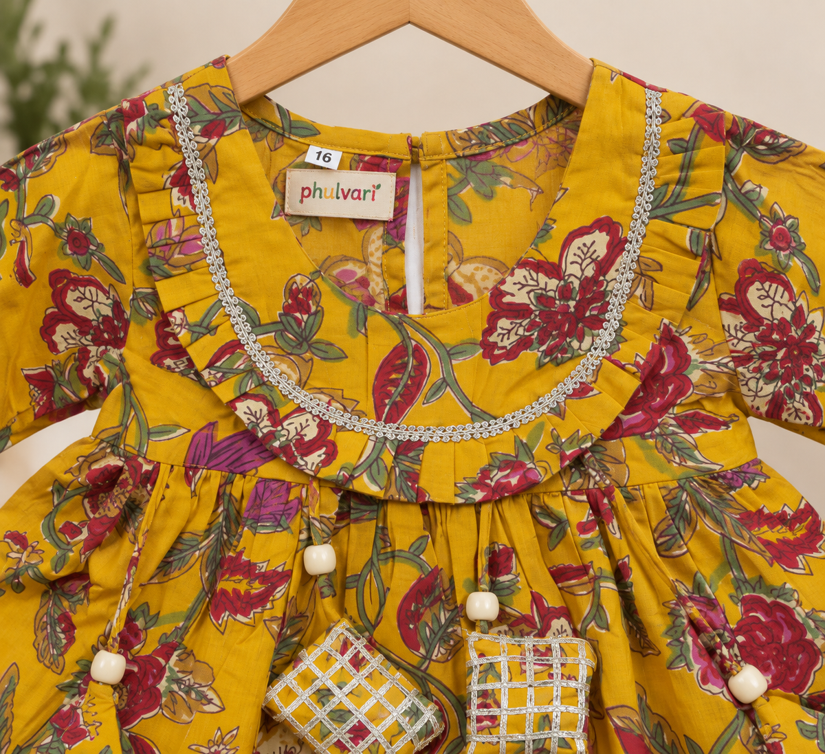 Girls Floral Printed 100% Cotton Kurti with Sharara