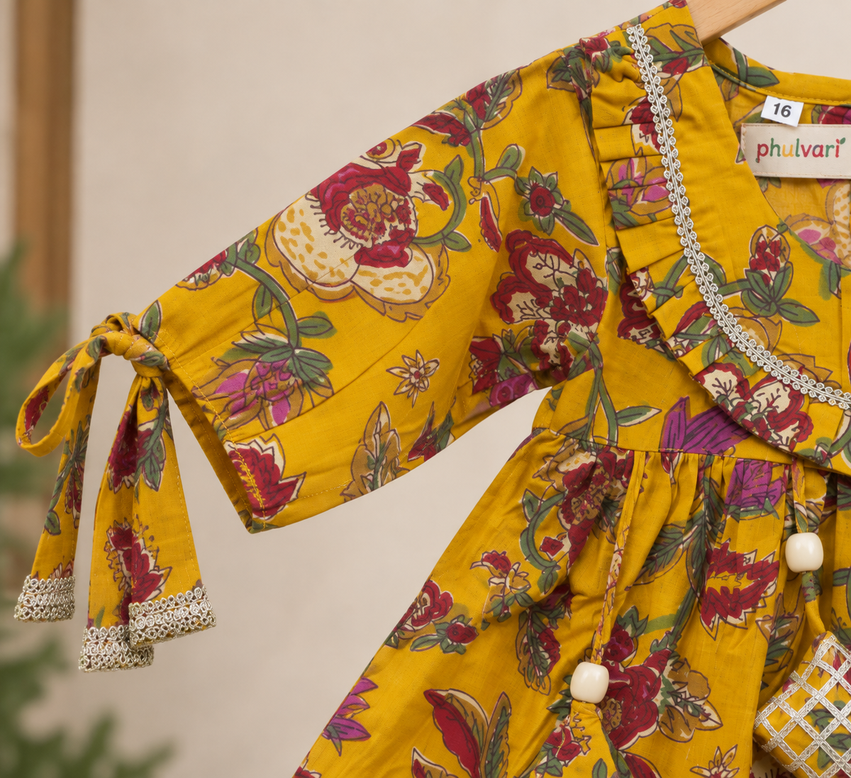 Girls Floral Printed 100% Cotton Kurti with Sharara
