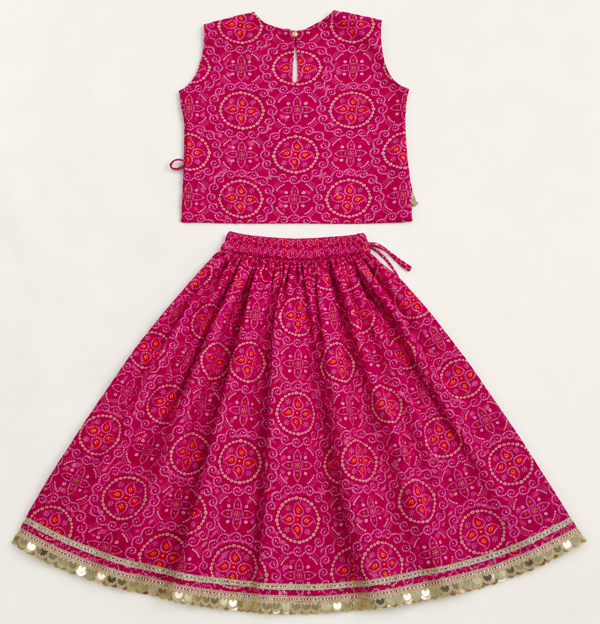 Girls Bandhani Printed 100% Cotton Lehenga Choli