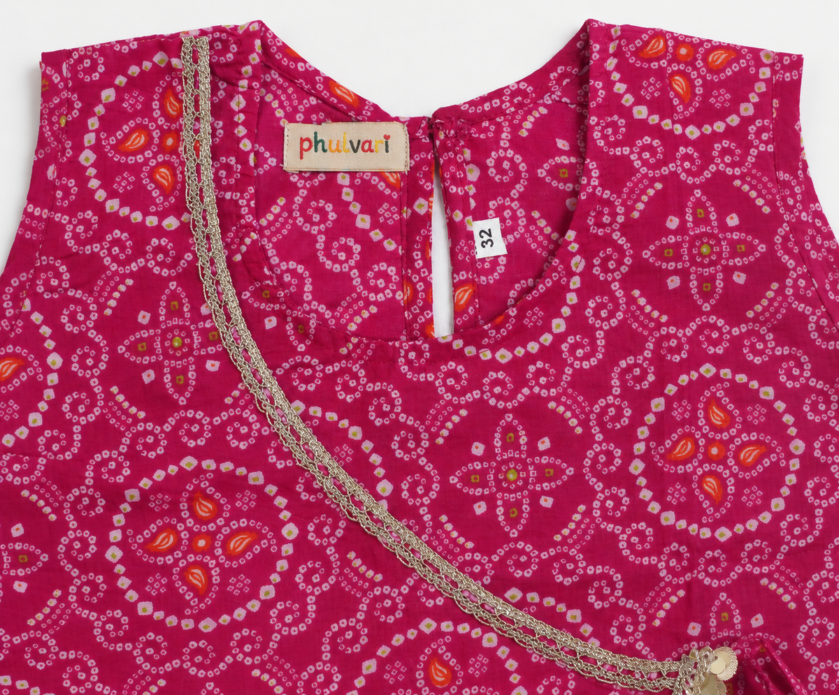Girls Bandhani Printed 100% Cotton Lehenga Choli