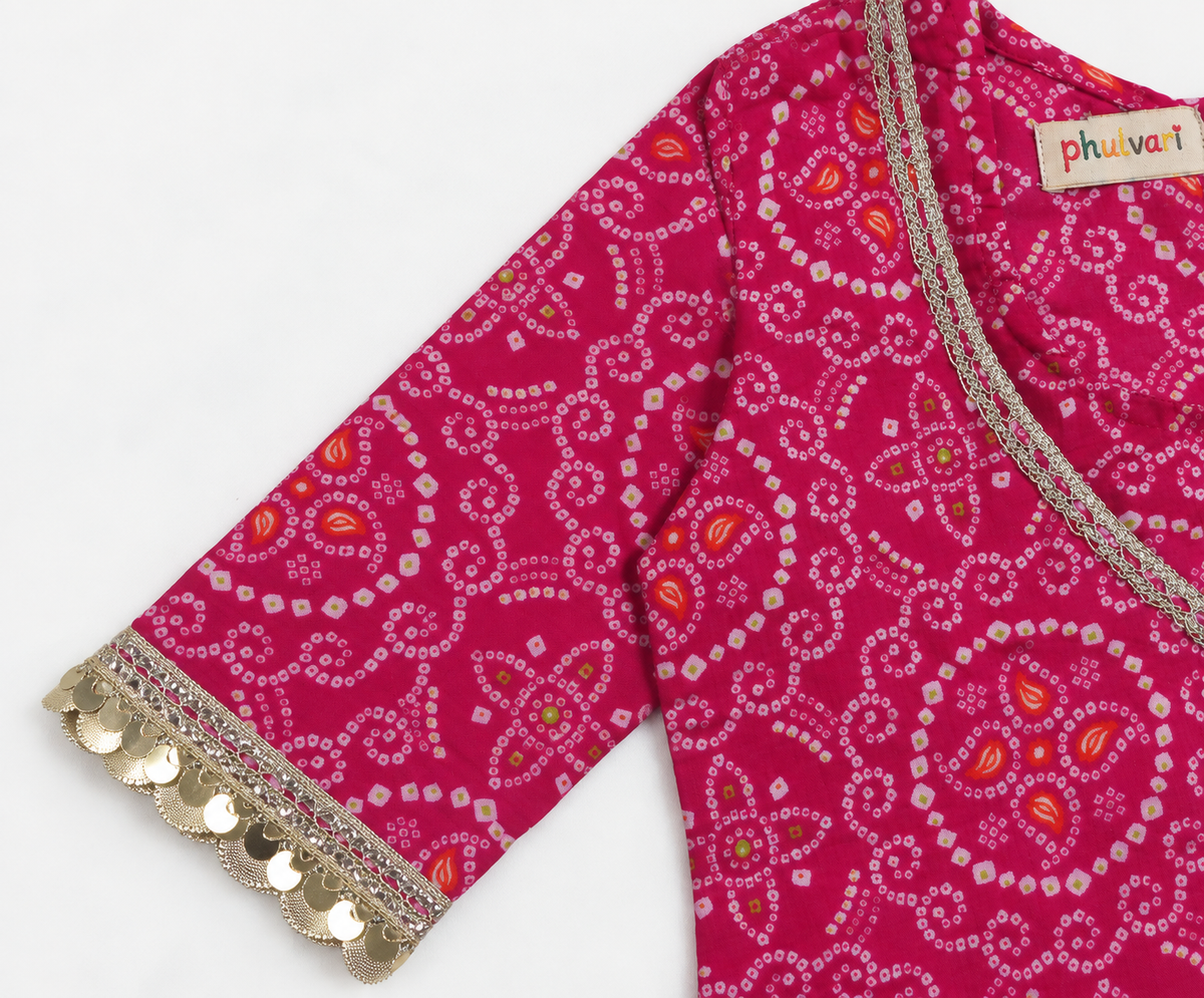 Girls Bandhani Printed 100% Cotton Lehenga Choli