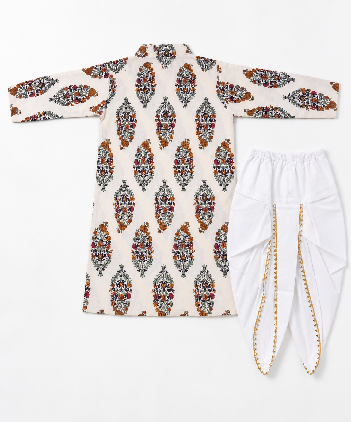 Boys Ethnic Motifs Printed 100% Cotton Kurta with Dhoti