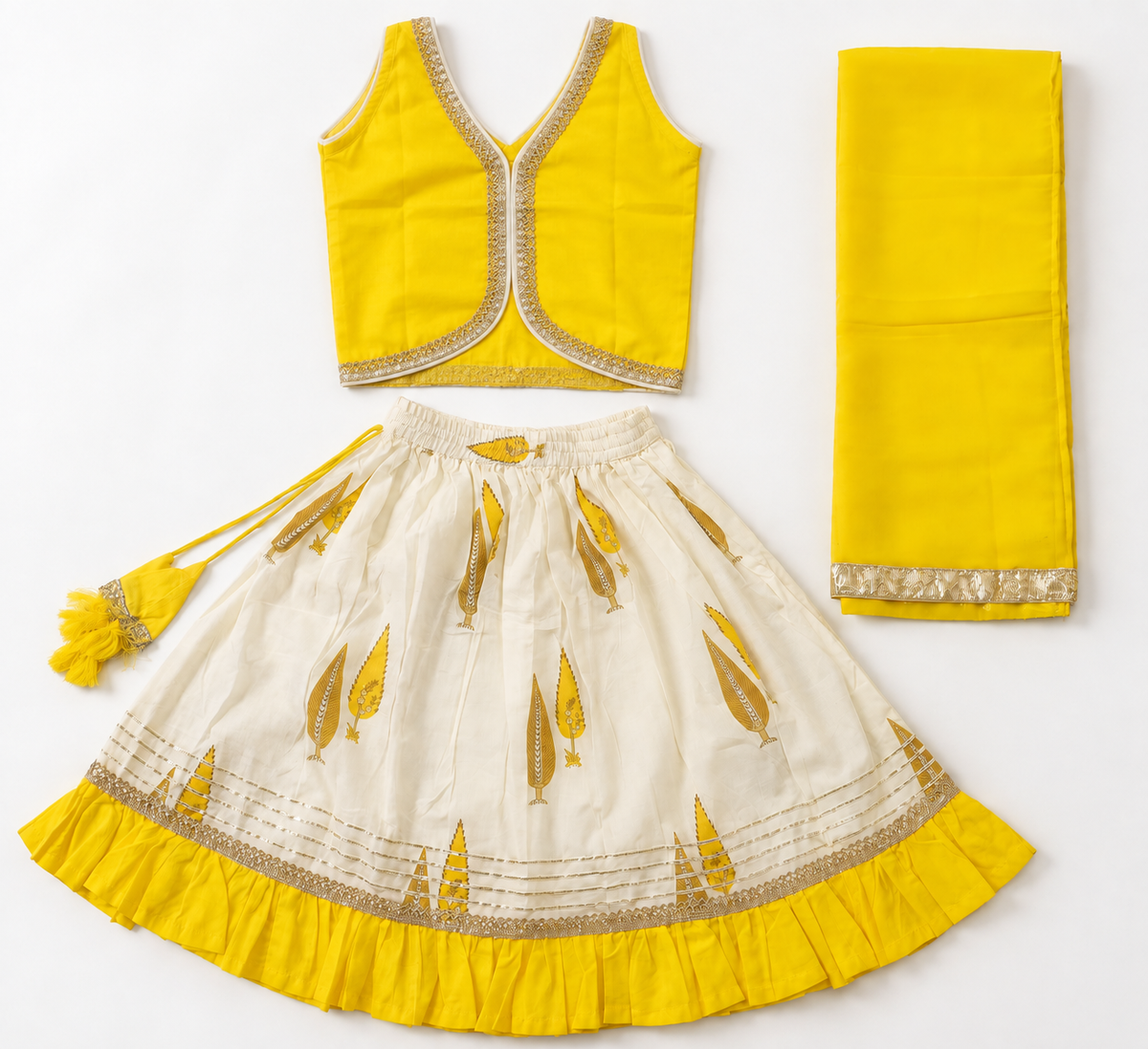Girls Printed 100% Cotton Lehenga Choli with Dupatta