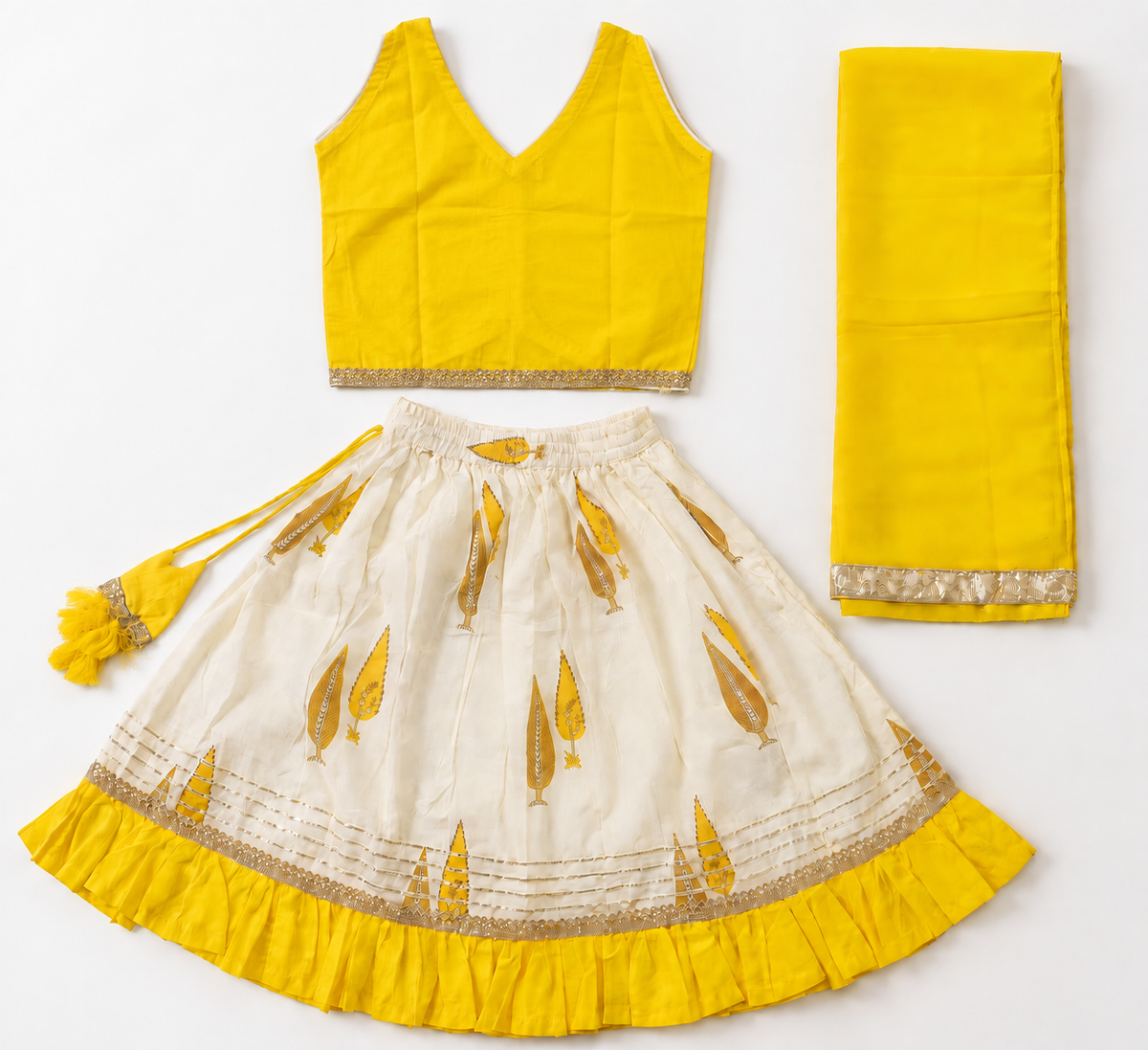 Girls Printed 100% Cotton Lehenga Choli with Dupatta