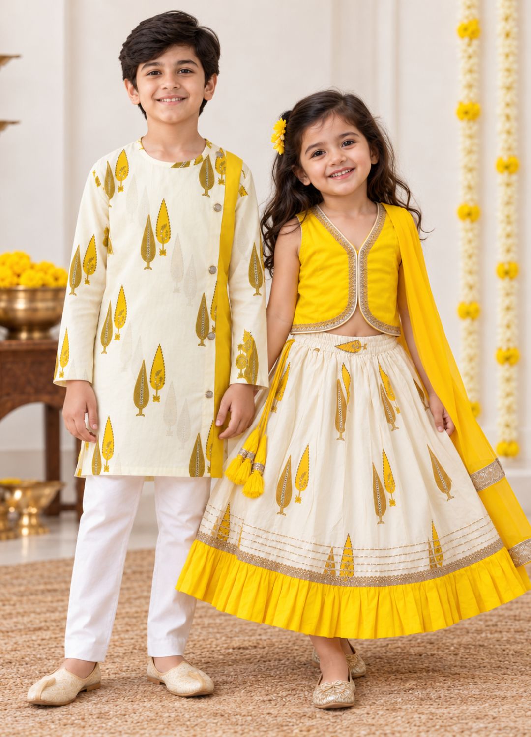 Sunlit Petals Sibling Lehenga & Kurta Set