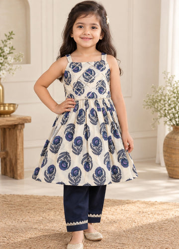 Ivory & Navy Floral Cotton Set